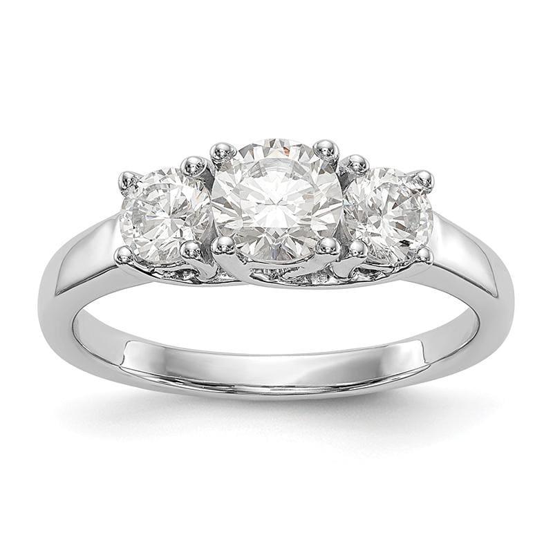 14K White Gold 3-Stone Diamond Semi-Mount Engagement Ring - Seattle Gold Grillz