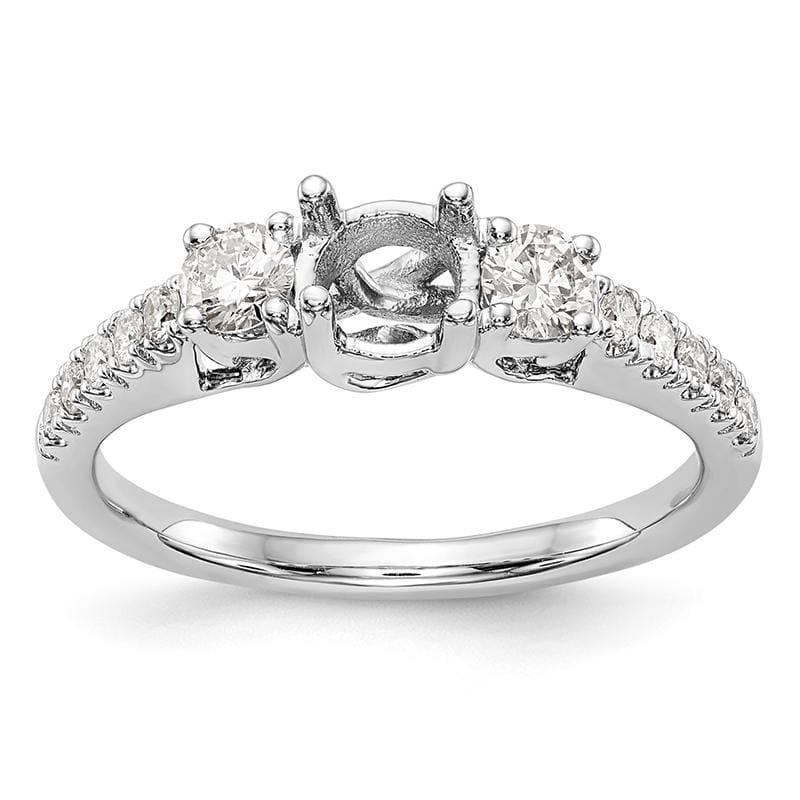 14K White Gold 3-Stone Diamond Semi-Mount Engagement Ring - Seattle Gold Grillz