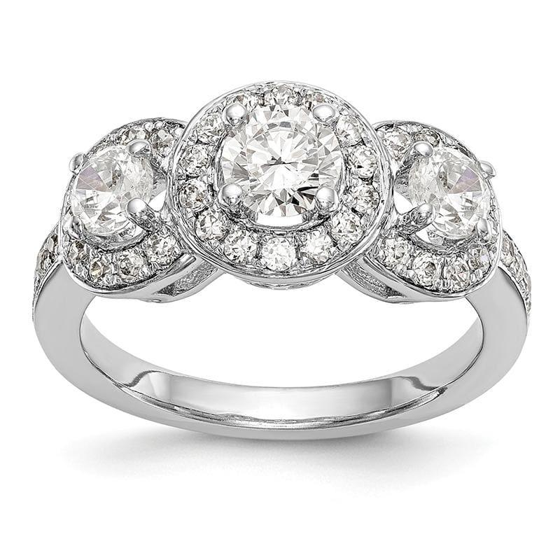 14K White Gold 3-Stone Diamond Semi-Mount Engagement Ring - Seattle Gold Grillz