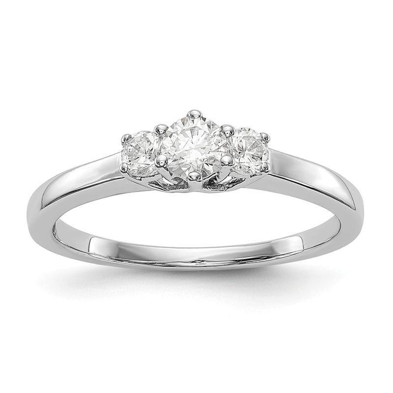 14K White Gold 3-Stone Diamond Semi-Mount Engagement Ring - Seattle Gold Grillz