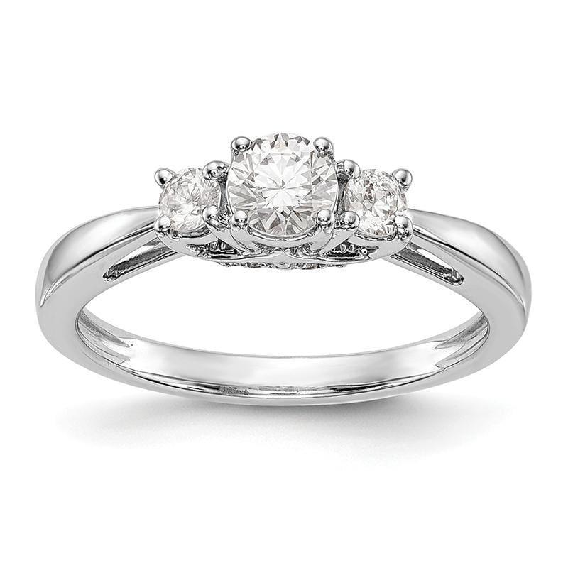 14K White Gold 3-Stone Diamond Semi-Mount Engagement Ring - Seattle Gold Grillz