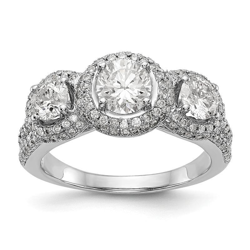 14K White Gold 3-Stone Diamond Semi-Mount Engagement Ring - Seattle Gold Grillz