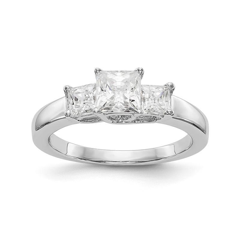 14K White Gold 3-Stone Diamond Semi-Mount Engagement Ring - Seattle Gold Grillz