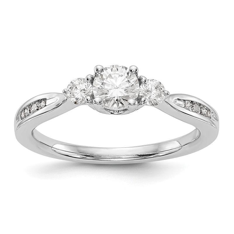 14K White Gold 3-Stone Diamond Semi-Mount Engagement Ring - Seattle Gold Grillz