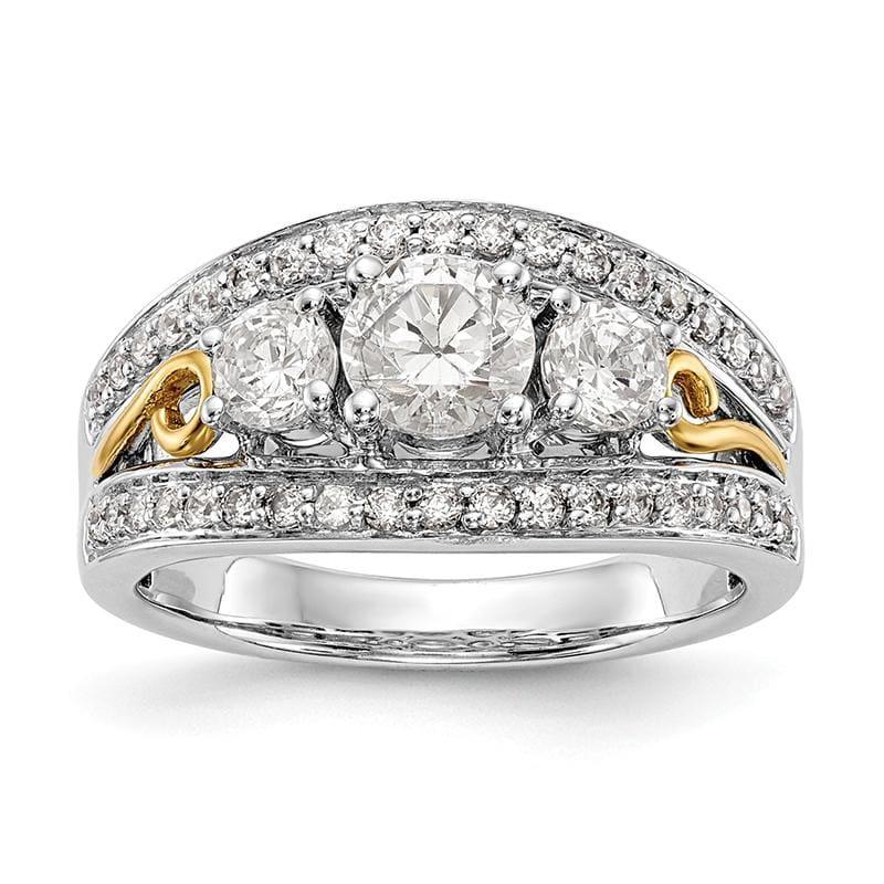 14K White Gold 3-Stone Diamond Semi-Mount Engagement Ring - Seattle Gold Grillz