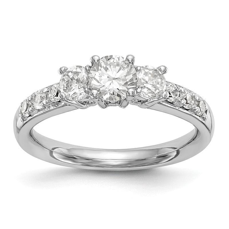 14K White Gold 3-Stone Diamond Semi-Mount Engagement Ring - Seattle Gold Grillz