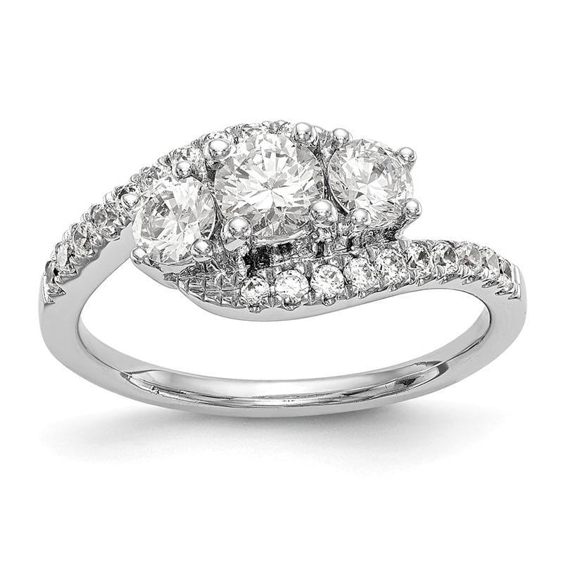 14K White Gold 3-Stone Diamond Semi-Mount Engagement Ring - Seattle Gold Grillz