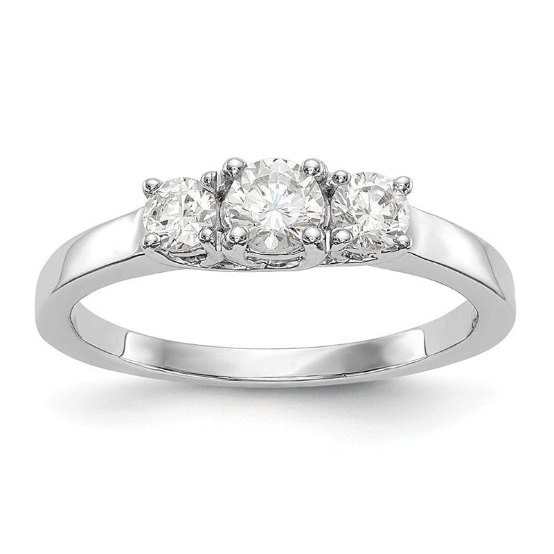 14K White Gold 3-Stone Diamond Semi-Mount Engagement Ring - Seattle Gold Grillz