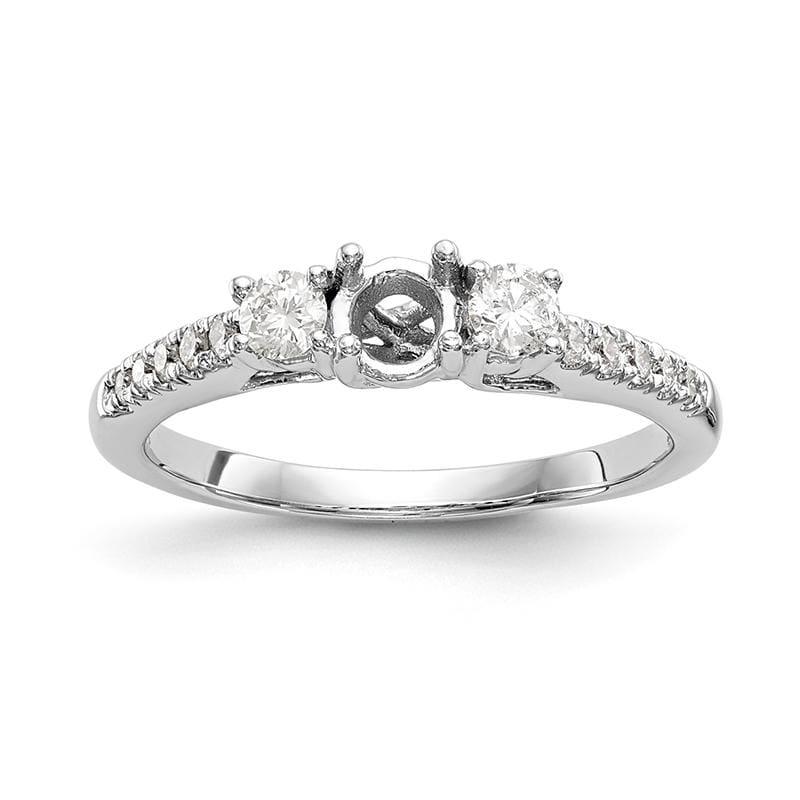 14K White Gold 3-Stone Diamond Semi-Mount Engagement Ring - Seattle Gold Grillz