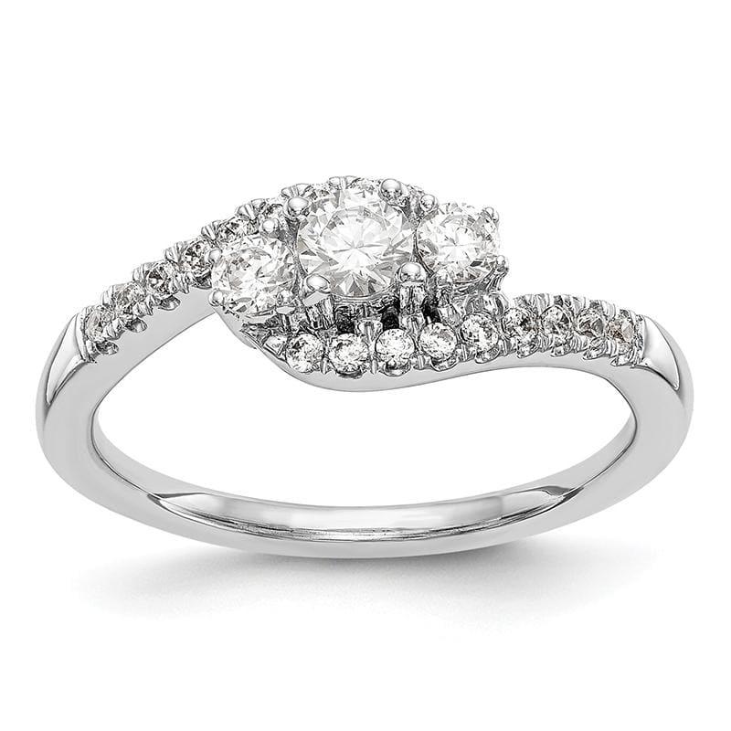 14K White Gold 3-Stone Diamond Semi-Mount Engagement Ring - Seattle Gold Grillz