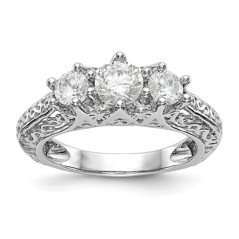 14K White Gold 3-Stone Diamond Semi-Mount Engagement Ring - Seattle Gold Grillz