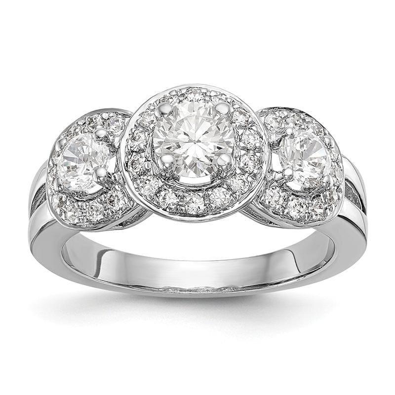 14K White Gold 3-Stone Diamond Semi-Mount Engagement Ring - Seattle Gold Grillz