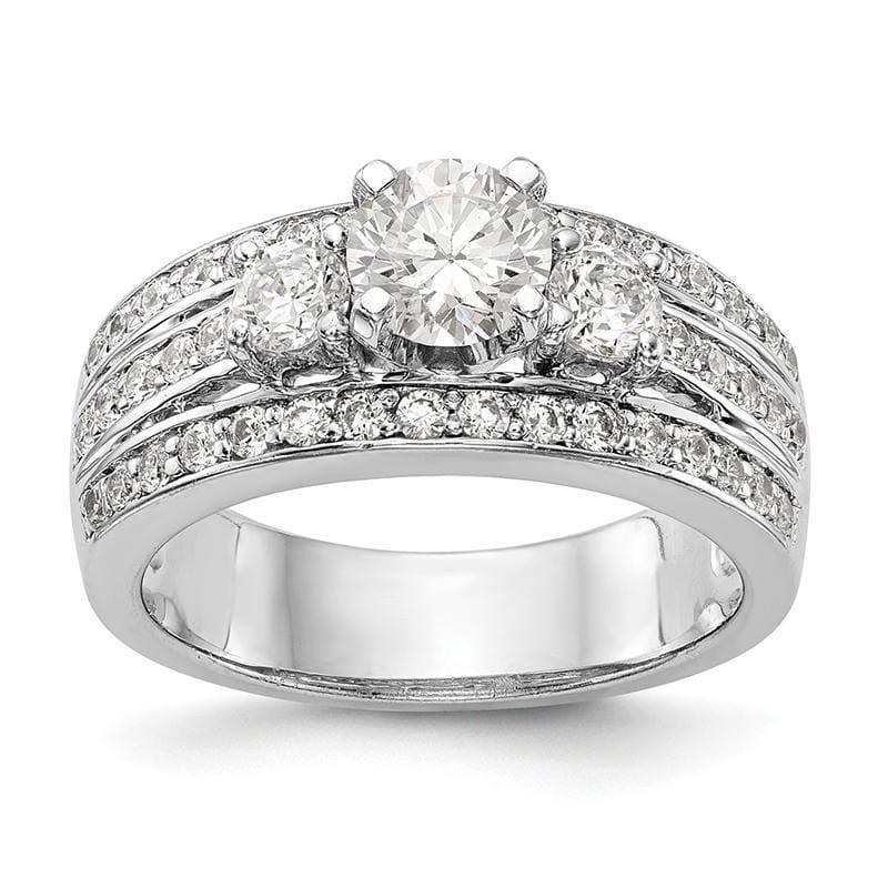 14K White Gold 3-Stone Diamond Semi-Mount Engagement Ring - Seattle Gold Grillz