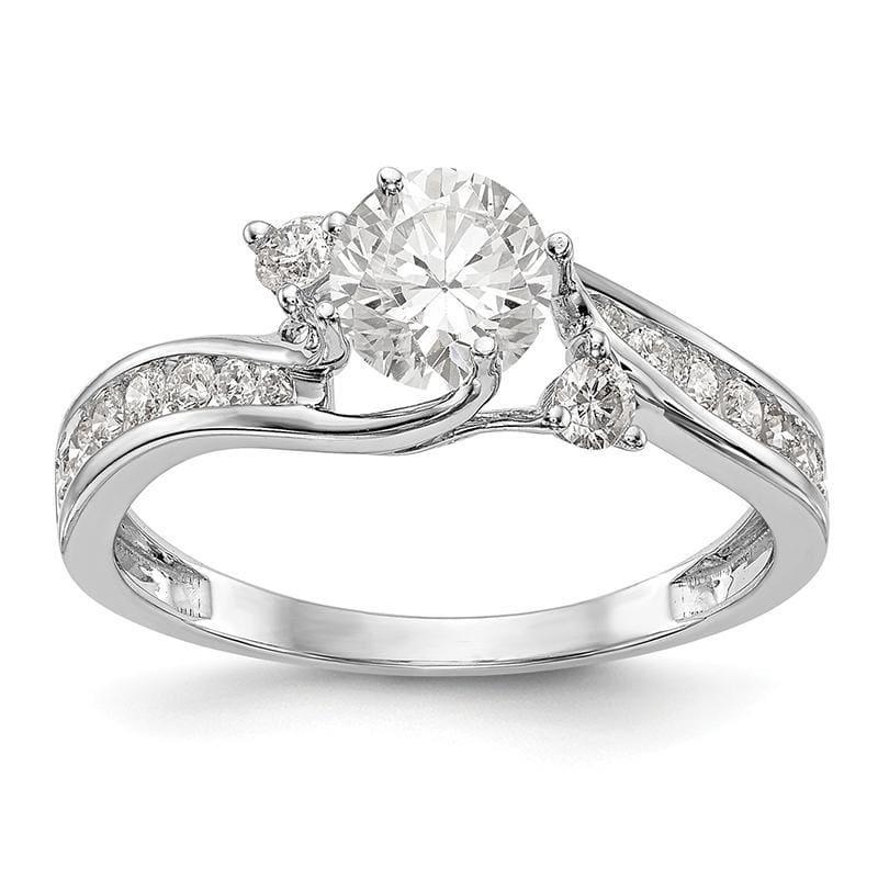 14K White Gold 3-Stone Diamond Semi-Mount Engagement Ring - Seattle Gold Grillz