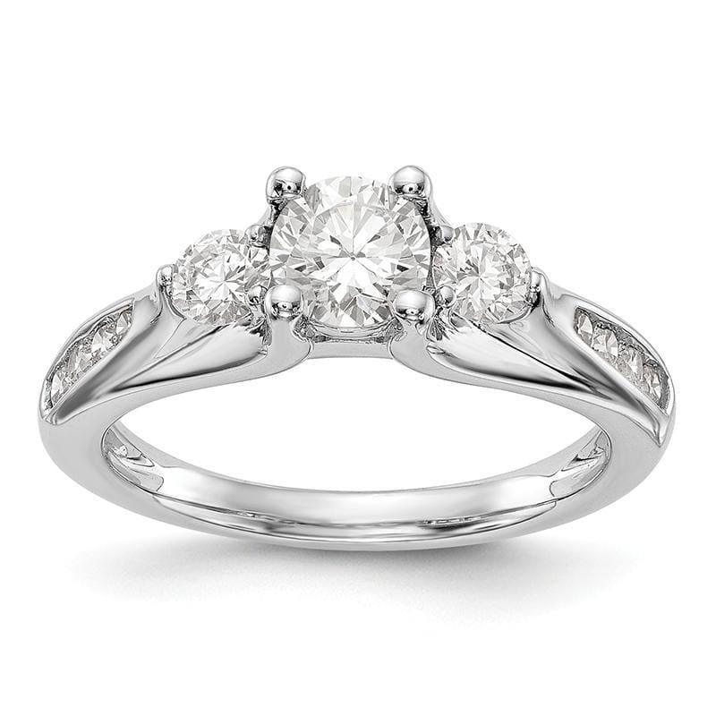 14K White Gold 3-Stone Diamond Semi-Mount Engagement Ring - Seattle Gold Grillz