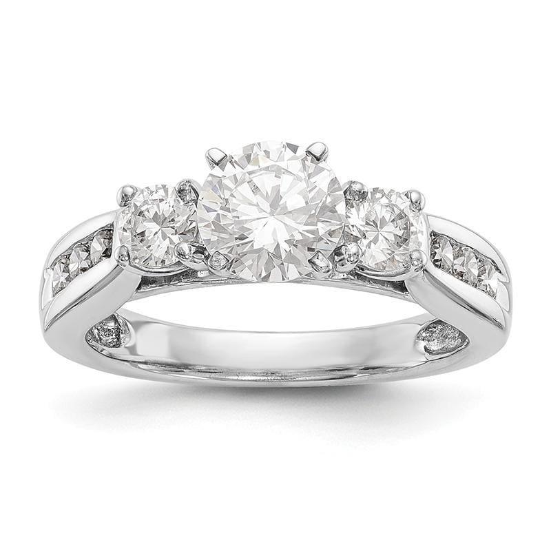 14K White Gold 3-Stone Diamond Semi-Mount Engagement Ring - Seattle Gold Grillz