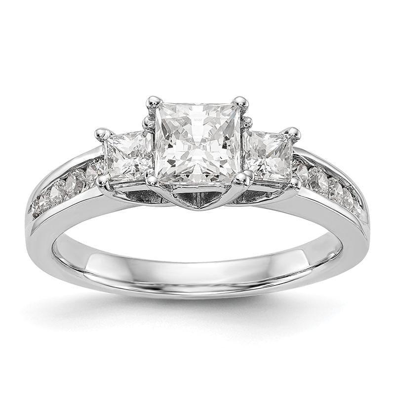 14K White Gold 3-Stone Diamond Semi-Mount Engagement Ring - Seattle Gold Grillz