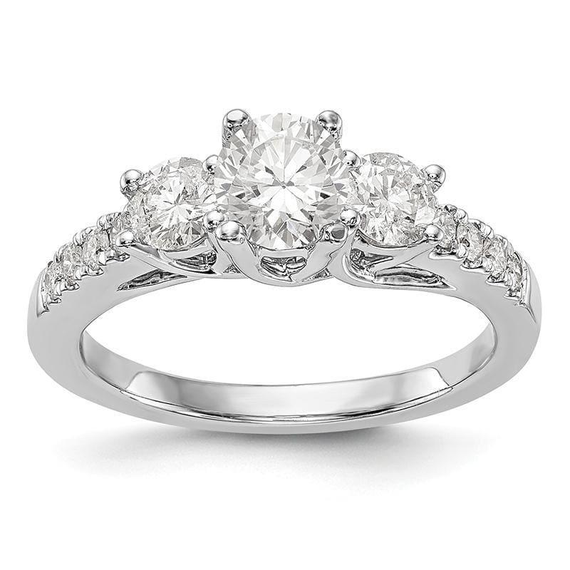 14K White Gold 3-Stone Diamond Semi-Mount Engagement Ring - Seattle Gold Grillz