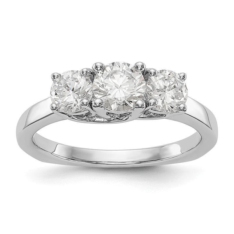 14K White Gold 3-Stone Diamond Semi-Mount Engagement Ring - Seattle Gold Grillz