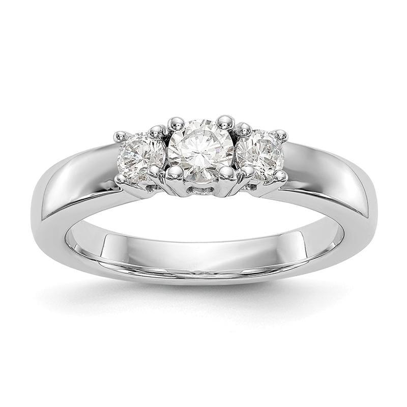 14K White Gold 3-Stone Diamond Semi-Mount Engagement Ring - Seattle Gold Grillz