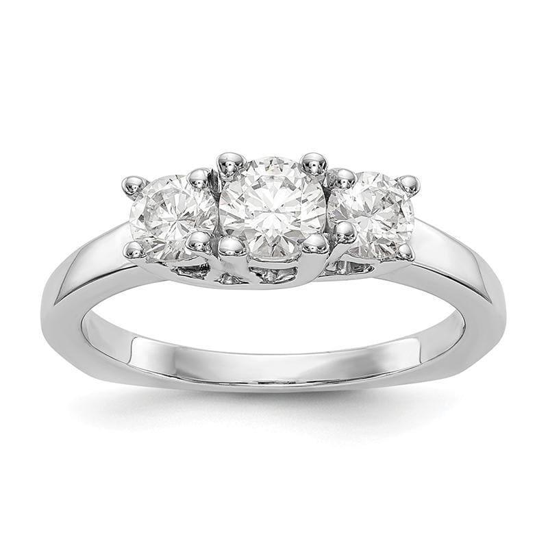 14K White Gold 3-Stone Diamond Semi-Mount Engagement Ring - Seattle Gold Grillz