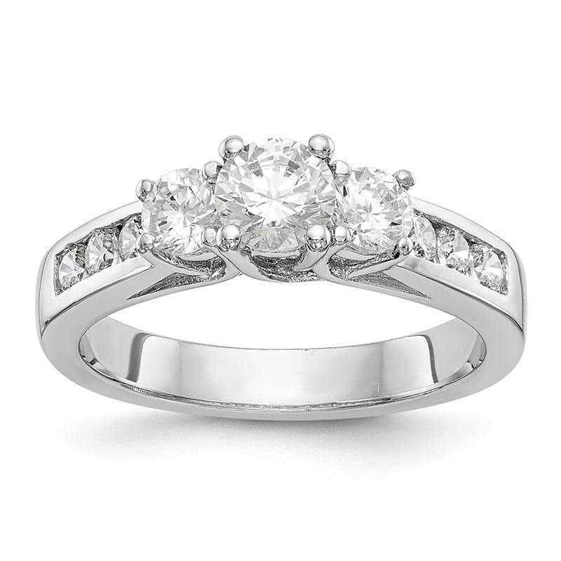 14K White Gold 3-Stone Diamond Semi-Mount Engagement Ring - Seattle Gold Grillz