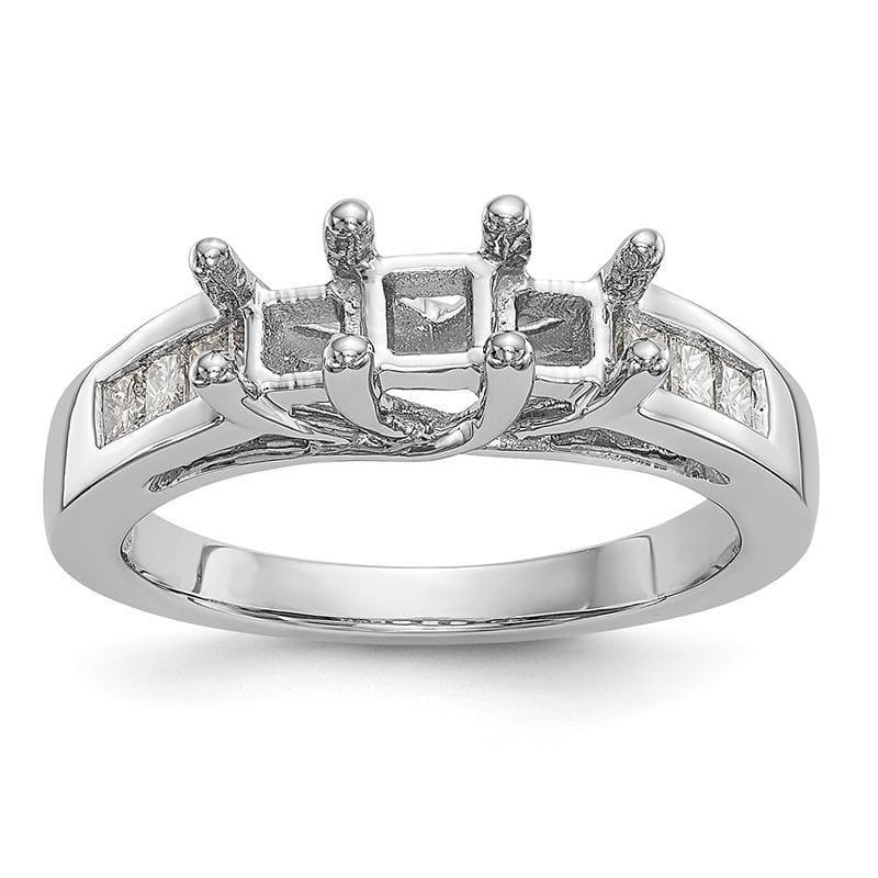 14K White Gold 3-Stone Engagement Ring Mounting - Seattle Gold Grillz