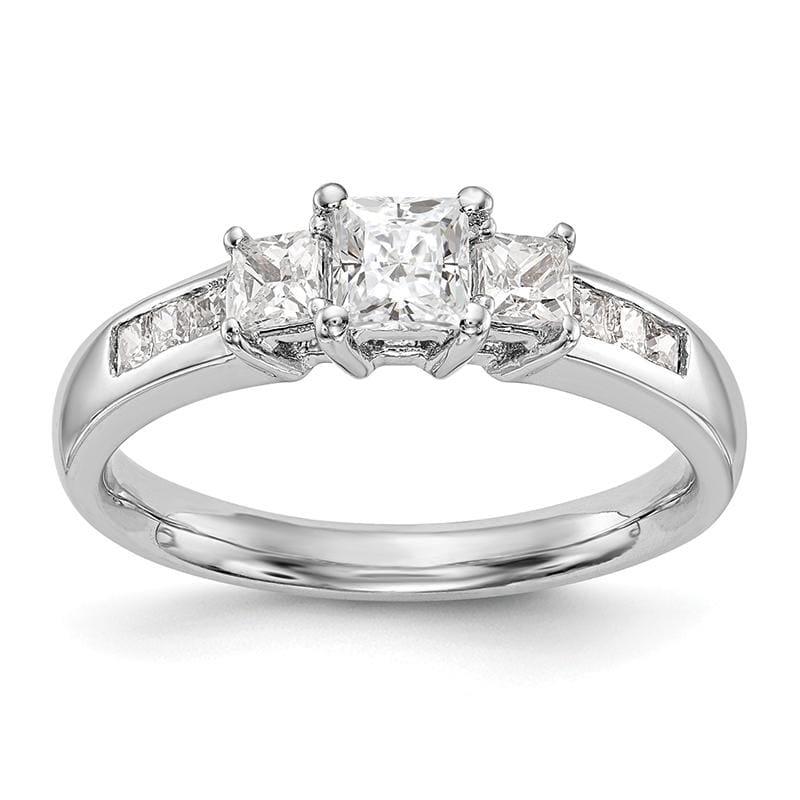 14K White Gold 3-Stone Engagement Ring Mounting - Seattle Gold Grillz