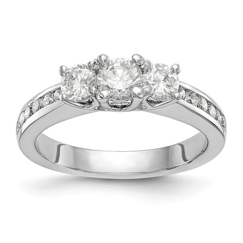 14K White Gold 3-Stone Engagement Ring Mounting - Seattle Gold Grillz
