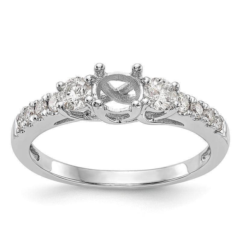 14K White Gold 3-Stone Engagement Ring Mounting - Seattle Gold Grillz