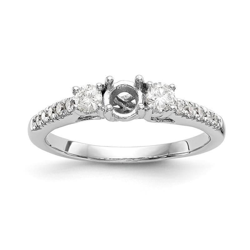 14K White Gold 3-Stone Engagement Ring Mounting - Seattle Gold Grillz