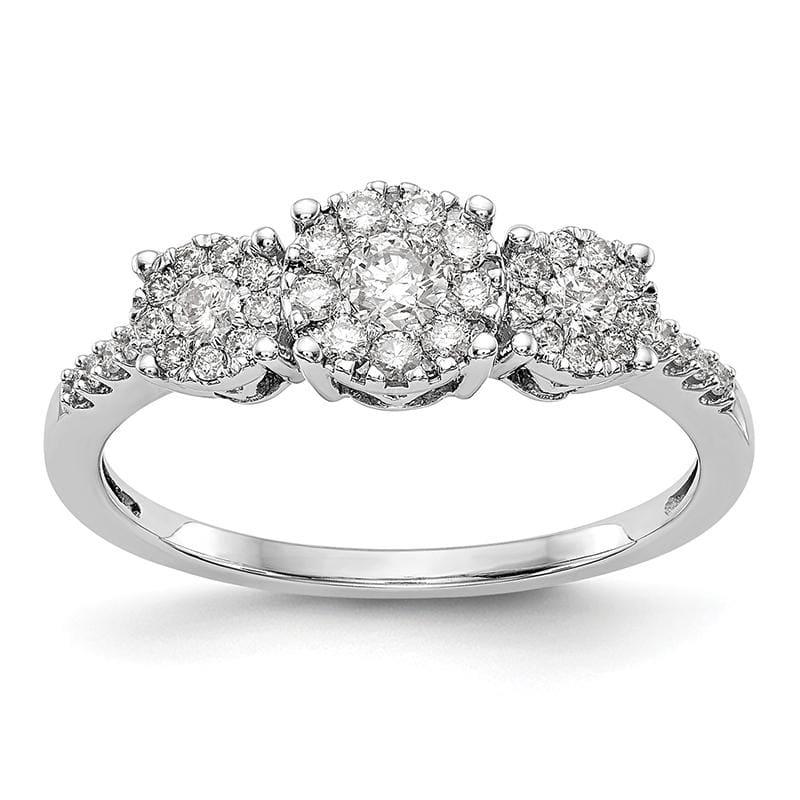 14K White Gold 3-Stone Engagement Ring Mounting - Seattle Gold Grillz