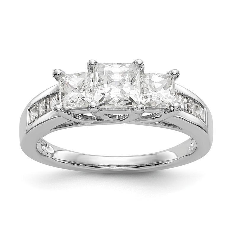 14K White Gold 3-Stone Engagement Ring Mounting - Seattle Gold Grillz