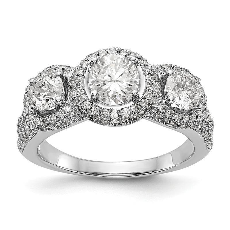 14K White Gold 3-Stone Engagement Ring Mounting - Seattle Gold Grillz