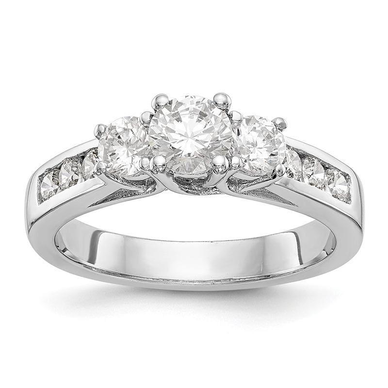 14K White Gold 3-Stone Engagement Ring Mounting - Seattle Gold Grillz