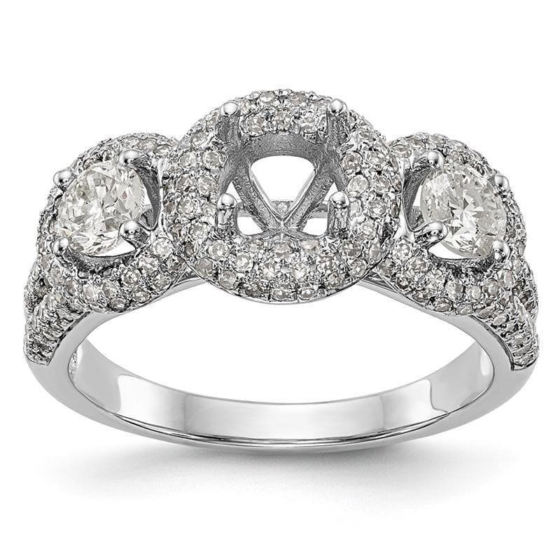 14K White Gold 3-Stone Engagement Ring Mounting - Seattle Gold Grillz