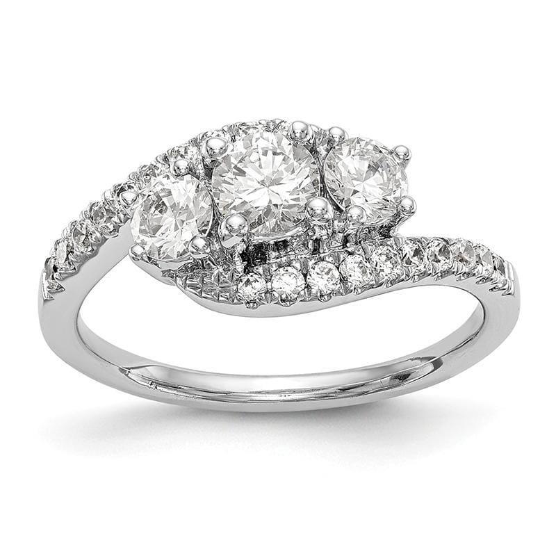 14K White Gold 3-Stone Engagement Ring Mounting - Seattle Gold Grillz