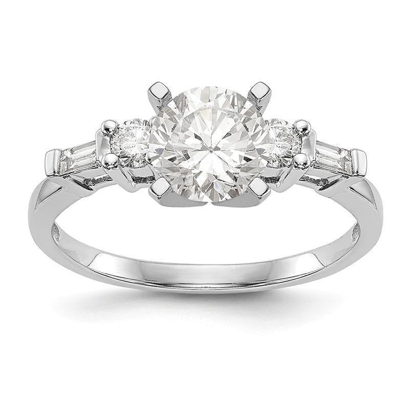 14K White Gold 3-Stone Peg Set Engagement Ring Mounting - Seattle Gold Grillz