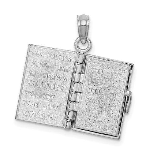 14K White Gold 3D Lords Prayer Bible Pendant - Seattle Gold Grillz