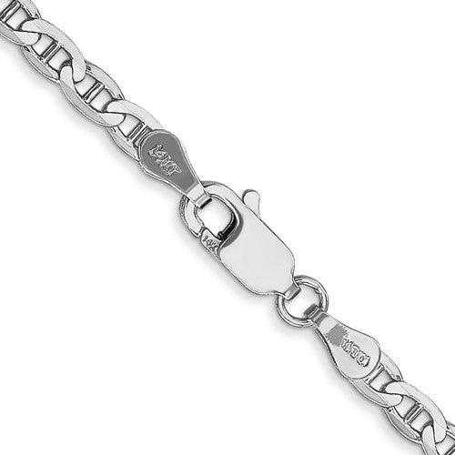 14k White Gold 3mm Anchor Link Chain - Seattle Gold Grillz