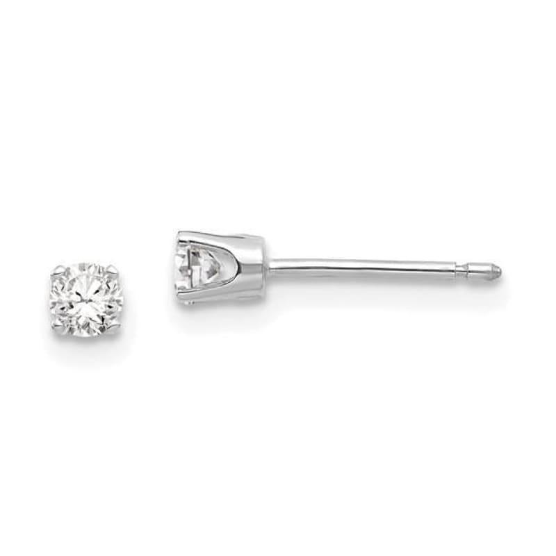 14k White Gold 3mm CZ stud earrings - Seattle Gold Grillz