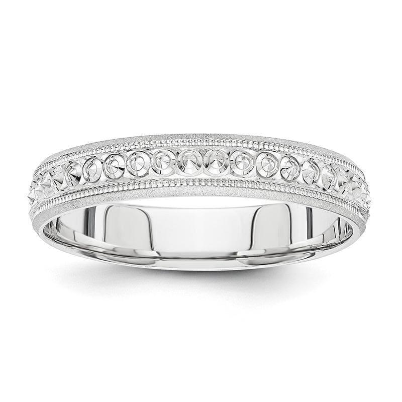 14K White Gold 3mm Design Etched Wedding Band - Seattle Gold Grillz