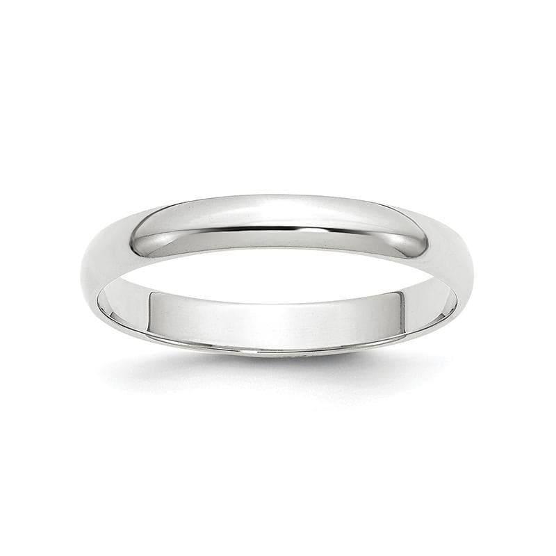 14K White Gold 3mm Lightweight Half Round Band - Seattle Gold Grillz