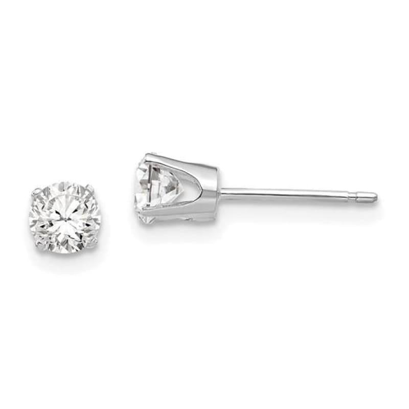 14k White Gold 4.25mm CZ stud earrings - Seattle Gold Grillz