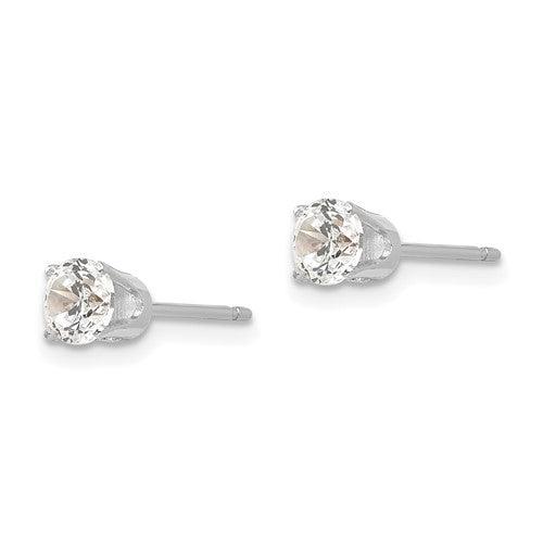 14k White Gold 4.25mm Round Stud Earring Mounting w-backs - Seattle Gold Grillz