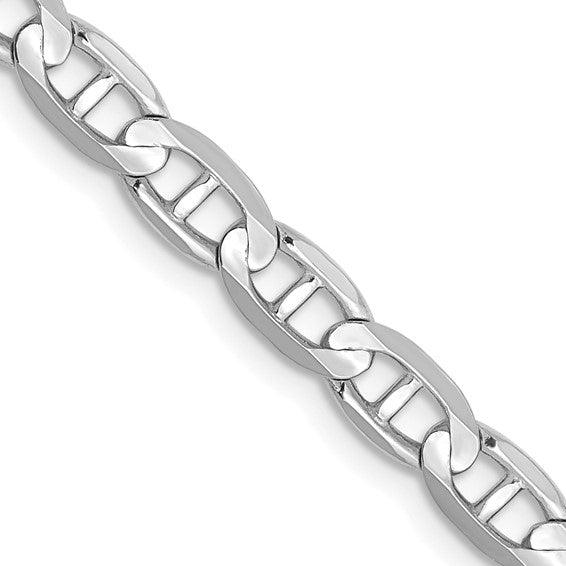 14k White Gold 4.5mm Concave Anchor Chain - Seattle Gold Grillz