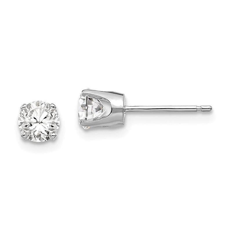 14k White Gold 4.5mm CZ Stud Earrings - Seattle Gold Grillz