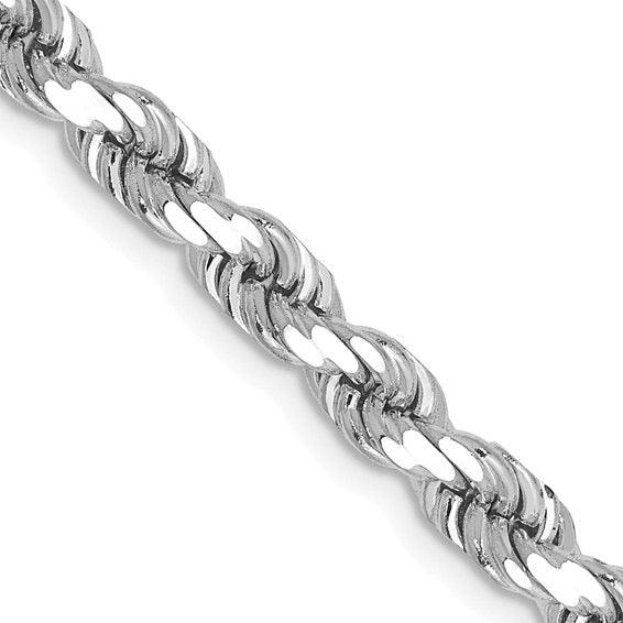 14k White Gold 4.5mm Diamond-cut Rope Chain - Seattle Gold Grillz