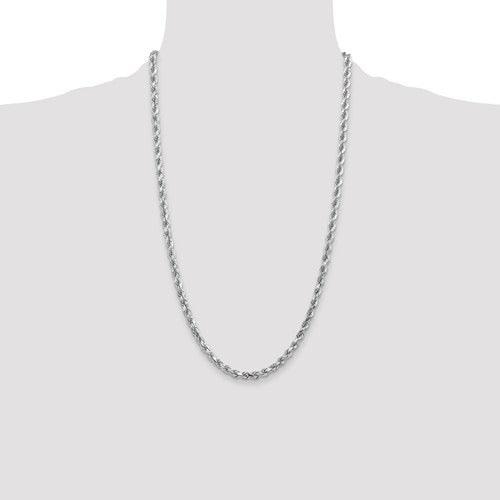 14k White Gold 4.5mm Diamond-cut Rope Chain - Seattle Gold Grillz