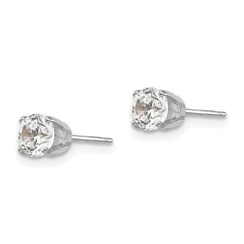 14k White Gold 4.5mm Round Stud Earring Mounting w-backs - Seattle Gold Grillz